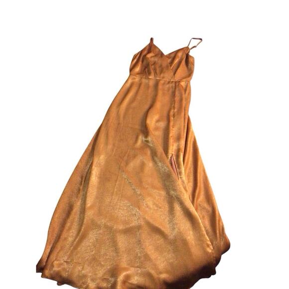 LULUS Constantine Rust Orange Satin Cocktail Wedding Guest Maxi Dress XSmall - Picture 3 of 8
